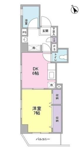 那須ハイライズ(1DK/2階)の間取り写真