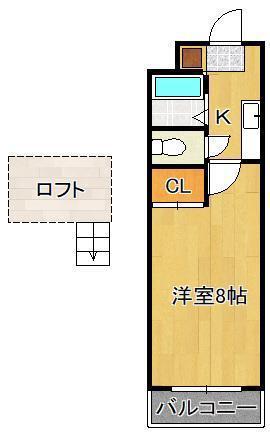 ヤンググレイス若園(1K/4階)の間取り写真
