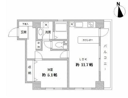 ラクラス田原町(1LDK/9階)の間取り写真