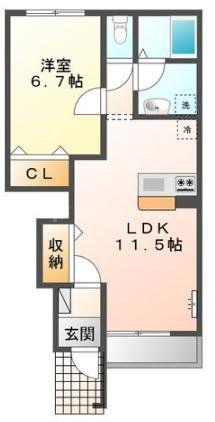 プラネット・丸山(1LDK/1階)の間取り写真