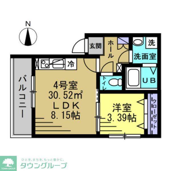 YK南流山(1LDK/2階)の間取り写真
