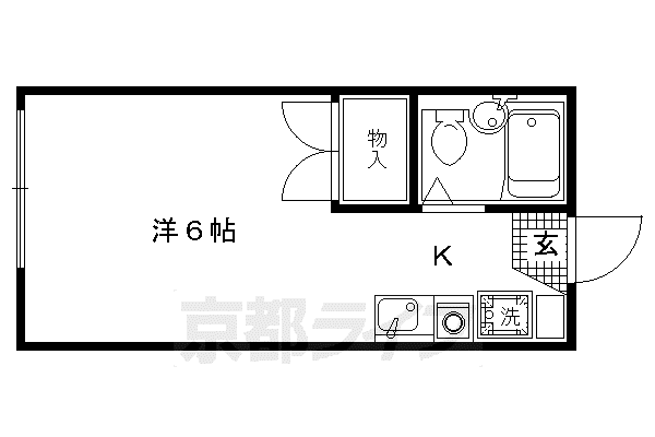 レオパレス西陣B(1K/1階)の間取り写真