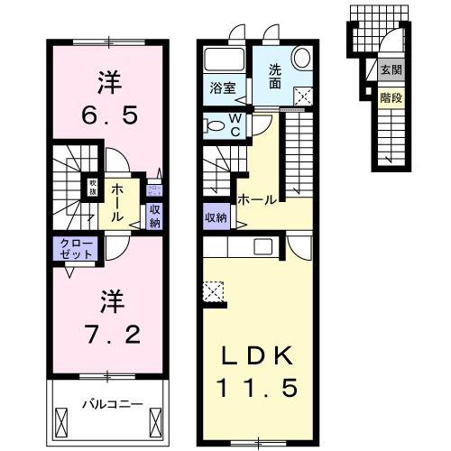 CELESTINO(2LDK/2階)の間取り写真