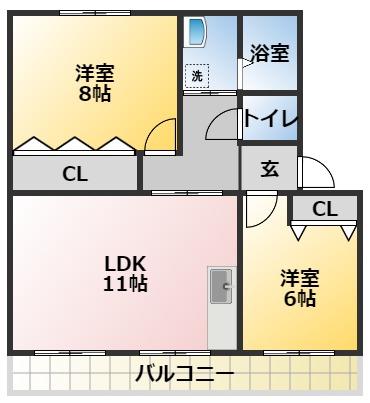 ファーストシティ市川(2LDK/3階)の間取り写真