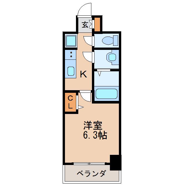 ディアレイシャス矢場町(1K/4階)の間取り写真