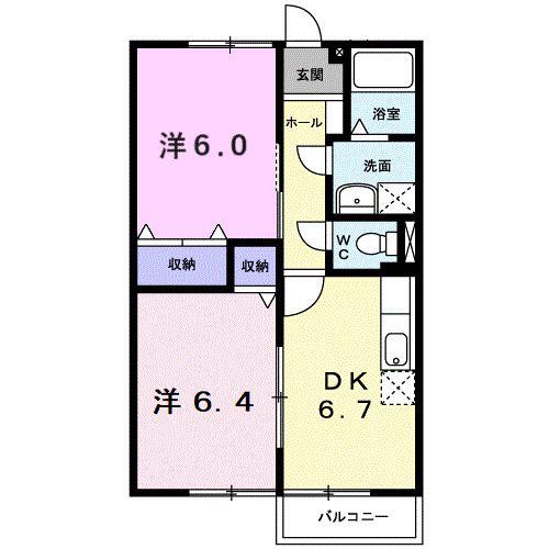 エクセル後田D(2DK/1階)の間取り写真