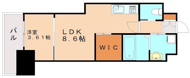 スマート大手町(1LDK/5階)の間取り写真