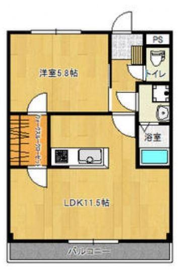 クレモンポイント A(1LDK/2階)の間取り写真