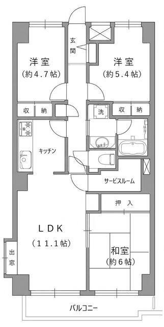 ワコーレ三軒茶屋(3LDK/6階)の間取り写真