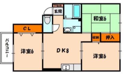 ロイヤルパレス(3DK/2階)の間取り写真