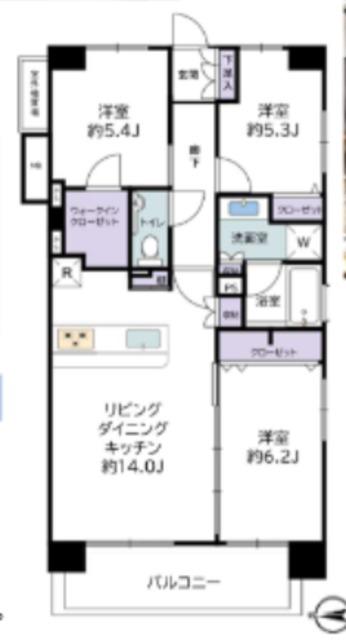 パルテール白金(3LDK/4階)の間取り写真