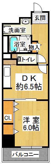 西鈴蘭台シティコート(1DK/2階)の間取り写真