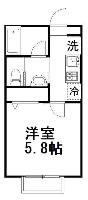 パールテラス(1K/2階)の間取り写真
