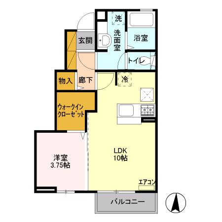 マグノリア(1LDK/1階)の間取り写真