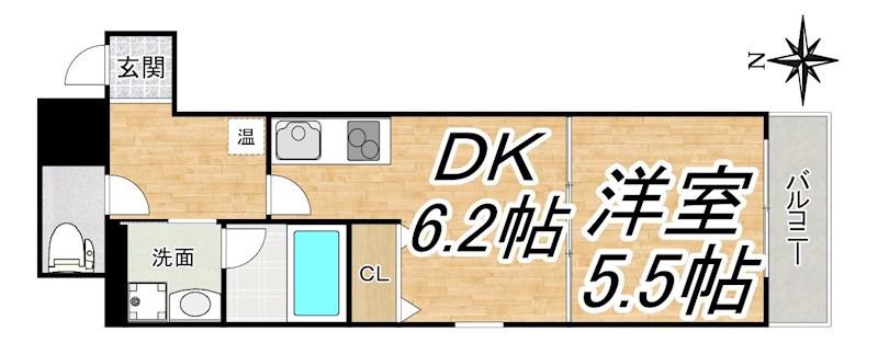 アムズメイプル扇町(1K/6階)の間取り写真