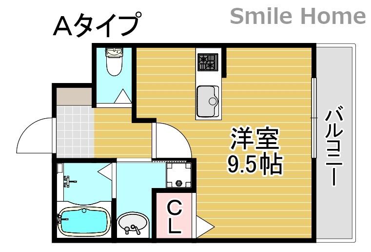 住之江7407(1K/2階)の間取り写真