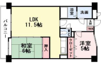 ラビータ北方(2LDK/12階)の間取り写真