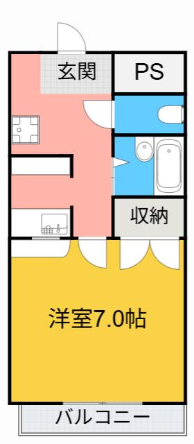 ルック中町(1K/1階)の間取り写真