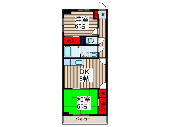 セレブラール戸田(2DK/2階)の間取り写真
