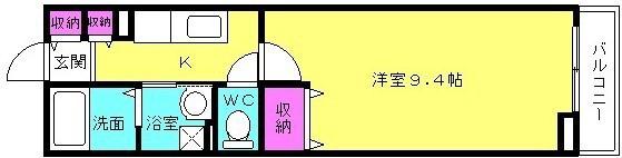 M-ティアラII(1K/2階)の間取り写真