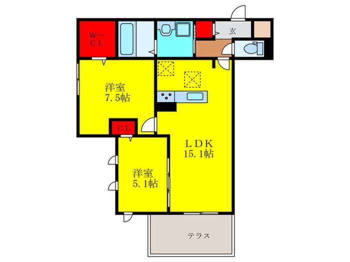 DRESIDENCE茨木蔵垣内(2LDK/3階)の間取り写真