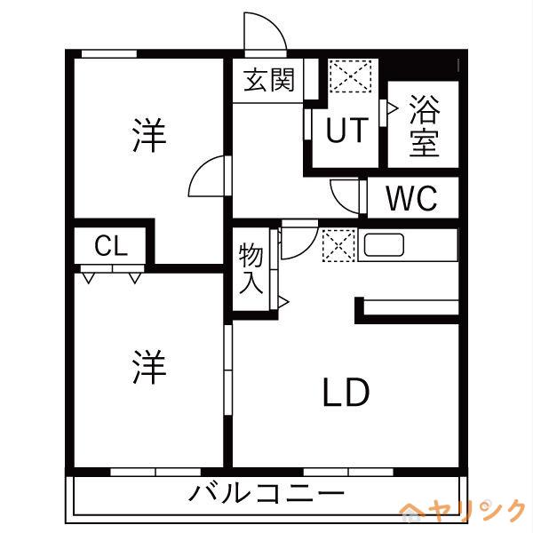 エピーメロン越水(2LDK/1階)の間取り写真