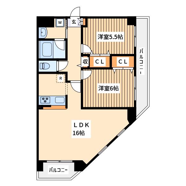 ハイグランドマンション(2LDK/3階)の間取り写真