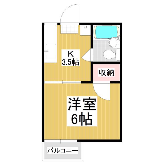 カーサ桐(1K/2階)の間取り写真