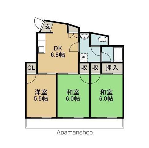 小山ハイツII(3DK/1階)の間取り写真