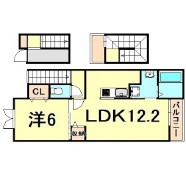 ヒルサイドウエガハラ(1LDK/3階)の間取り写真