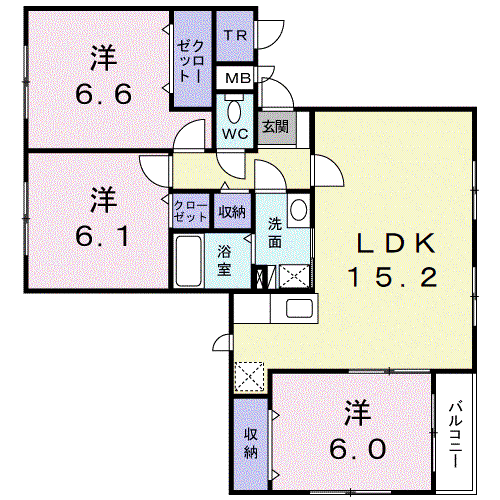 アマールファミーリア(3LDK/2階)の間取り写真