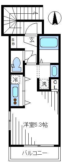 ラウレア(ワンルーム/2階)の間取り写真
