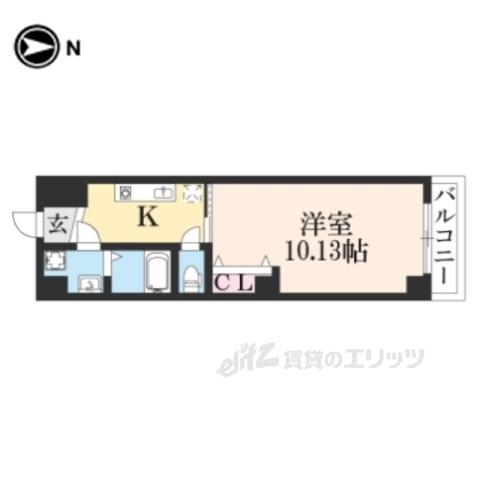 JR山陰本線 二条駅 徒歩15分 5階建 築10年(1K/5階)の間取り写真