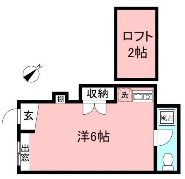 クレセントハイツB号館(ワンルーム/1階)の間取り写真