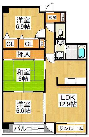 ソレイユ華(3LDK/2階)の間取り写真