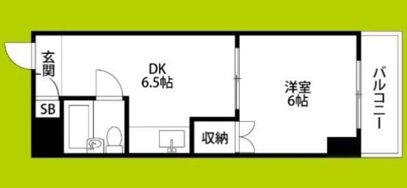 新町レジデンス(1DK/5階)の間取り写真