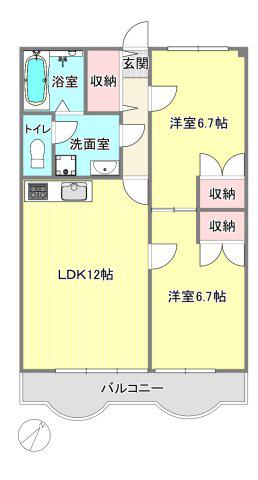 ハイハウス幕張(2LDK/1階)の間取り写真