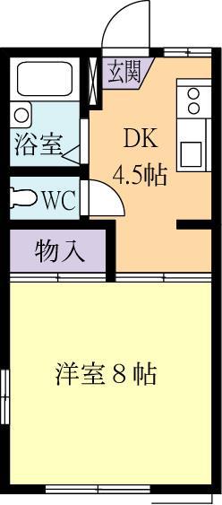エクセレントC(1DK/2階)の間取り写真