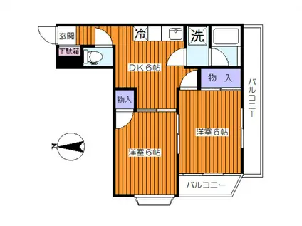 サンスカイハイツ(2DK/2階)の間取り写真