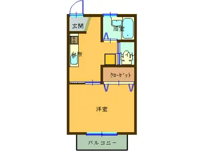 ハイツフレンド天川大島(1K/1階)の間取り写真