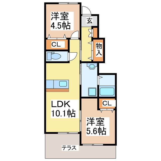 GRANDE PATIO(2LDK/1階)の間取り写真