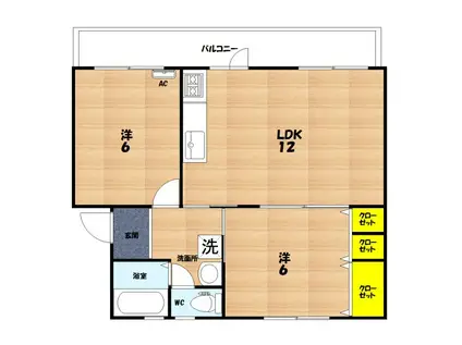 山田池7棟(2LDK/2階)の間取り写真