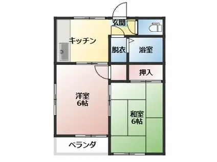 アレスト西富山(2K/2階)の間取り写真