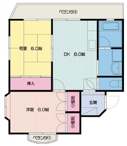 アークマンション(2DK/3階)の間取り写真