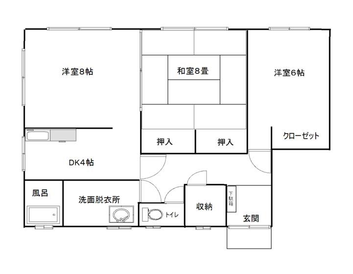 樹木レジデンス(3DK/1階)の間取り写真