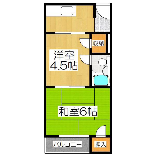 コーポ紅梅(2K/2階)の間取り写真