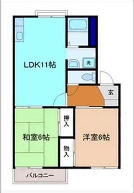 LIBREフレグランスIIIA(2LDK/2階)の間取り写真