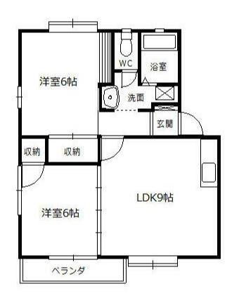 エスペランス広沢A(2LDK/2階)の間取り写真