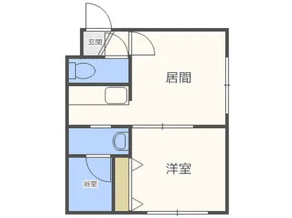 リーフコート二十四軒 LEAF KOTONI 24KEN(1DK/3階)の間取り写真