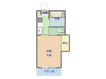 カスガハイツ(1K/1階)の間取り写真